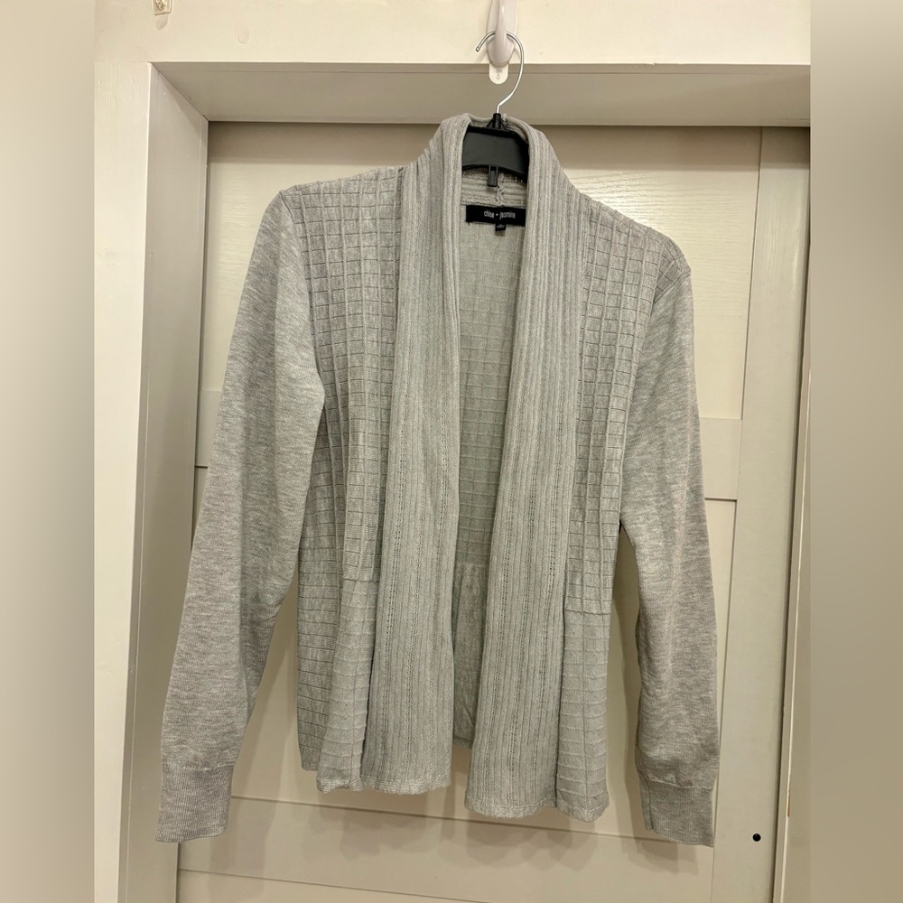 Elegant Gray Open Front Cardigan